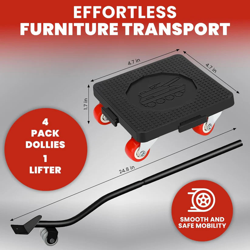 HouseProTools™ Heavy-Duty Furniture Movers – 4-Pack, 360° Wheels & Lifter